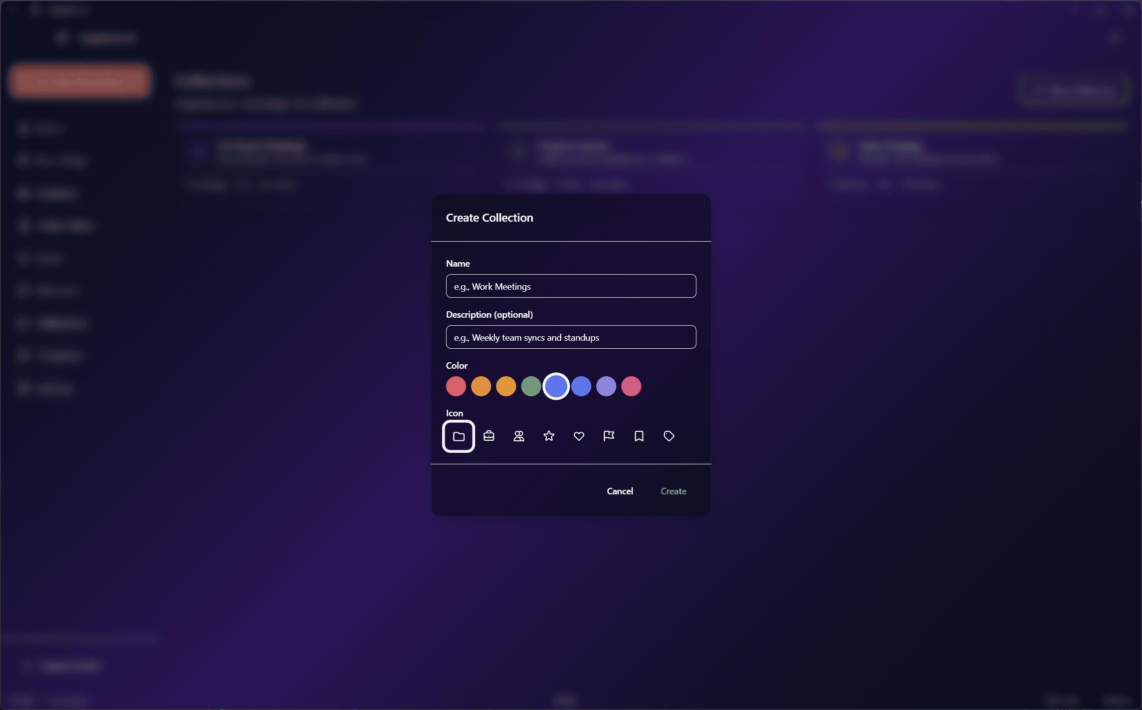 Create Collection Dialog